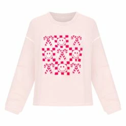 Discount ⭐ Pink Lily Checkered 🍬 Candy Cane Pink Corded Graphic Sweatshirt ⭐ -Glam-girl Sales checkered candy cane pink corded graphic sweatshirt 650x