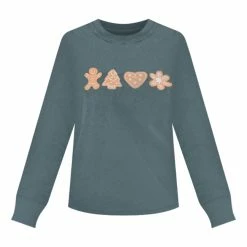 Promo ⌛ Pink Lily ❄ Christmas Cookies Dark Green Long Sleeve Graphic Tee 🛒 -Glam-girl Sales christmas cookies dark green graphic sweatshirt 650x