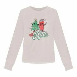 Hot Sale ⭐ Pink Lily Deck The Halls Ivory Graphic Long Sleeve Tee 😉 -Glam-girl Sales deck the halls ivory graphic sweatshirt 650x