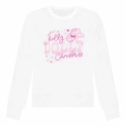 Hot Sale 🤩 Pink Lily Have A Holly Dolly 🎄 Christmas White Graphic Sweatshirt 💯 -Glam-girl Sales have a holly dolly christmas white graphic sweatshirt 650x